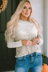 Leopard Frill High Neck Shiny Long Sleeve Top